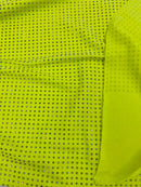 Rhinestones Solid Color Fabric - Neon Yellow - 4 Way Stretch Soft Solid Fabric with Crystal RhineStones Sold by Yard