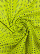Rhinestones Solid Color Fabric - Neon Yellow - 4 Way Stretch Soft Solid Fabric with Crystal RhineStones Sold by Yard