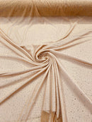 Power Mesh Polyester Rhinestones Fabric - Nude - 4 Way Stretch Mesh Fabric Sold by Yard