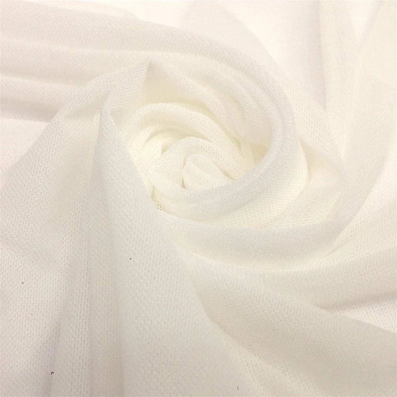 Power Mesh Fabric - Off-White - Nylon Lycra Spandex 4 Way Stretch Fabric 58"/60" By Yard