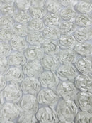 Rosette Fabric with 3D Roses on High Quality Mesh Fabric ( Choose The Color )