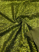 Milliskin Mini Glitz Sequins - Olive - 4 Way Stretch Milliskin Stretch Spandex Fabric Sold By Yard