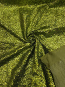 Milliskin Mini Glitz Sequins - Olive - 4 Way Stretch Milliskin Stretch Spandex Fabric Sold By Yard