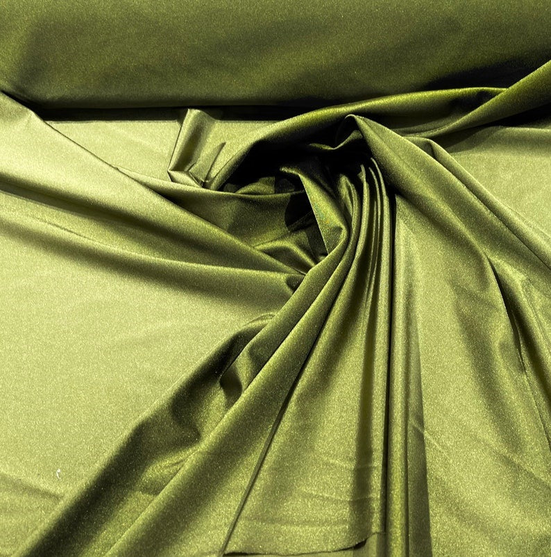 Shiny Milliskin Fabric - Olive Green - 58" Spandex 4 Way Stretch Fabric Sold by The Yard (Pick a Size)
