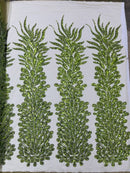 Vegas Peacock Feathers - Sequins Design 3D Beaded Embroidery On a Mesh Lace Fabric Sequins Prom Dress (Choose The Panels)