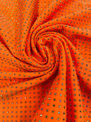 Rhinestones Solid Color Fabric - Orange - 4 Way Stretch Soft Solid Fabric with Crystal RhineStones Sold by Yard