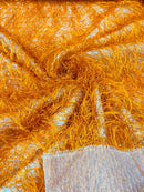 Metallic Fringe Hanging Eyelash Fabric - Embroidered Fabric with Hanging Details 2 Way Stretch By Yard