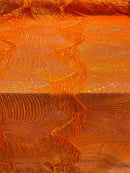 Fringe Sequins Design - Orange - Fringe Design Embroidered on a  4 Way Stretch Lace Mesh (Pick A Size)