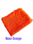 4 Way Stretch Fabric Design - Neon Orange - Fancy Net Sequins Design Fabric By Yard