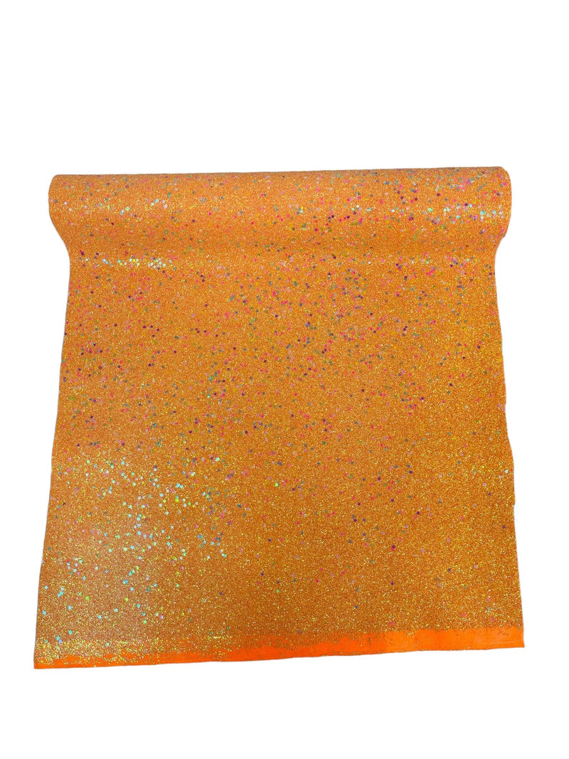 Stardust Glitter Vinyl Fabric - Orange Iridescent - 54" Sparkle Crafting Glitter Vinyl Fabric By Yard