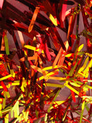 Sword Shaped Sequins - Orange  - Hanging Iridescent Sequins On Mesh Fabric By Yard