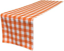 12" Checkered Table Runner - Orange / White - Plaid Polyester Poplin Checkered Table Runner