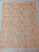 Geometric Design Fabric - Sequins Design Embroidered on a  4 Way Stretch Lace Mesh (Pick A Color)