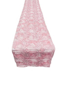 Rosette Design Table Runner - Pink - 12" x 90" Satin Rosette Table Runner