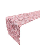 Floral Lace Table Runner - Pink - 12" x 90" Sequins Floral Lace Table Runner