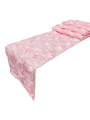 Rosette Design Table Runner - Pink - 12" x 90" Satin Rosette Table Runner