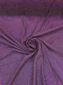 Rhinestones Power Mesh Fabric - Plum - 4 Way Stretch Power Mesh Crystal RhineStones Sold by Yard