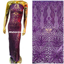 Floral Star Leaf Design - Plum - 4 Way Stretch Sequin Floral Design on Mesh By Yard