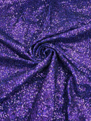 Milliskin Mini Glitz Sequins - Purple - 4 Way Stretch Milliskin Stretch Spandex Fabric Sold By Yard