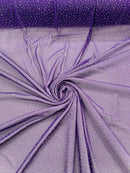Power Mesh Polyester Rhinestones Fabric - Purple - 4 Way Stretch Mesh Fabric Sold by Yard