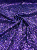 Milliskin Mini Glitz Sequins - Purple - 4 Way Stretch Milliskin Stretch Spandex Fabric Sold By Yard
