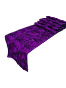 Rosette Design Table Runner - Purple - 12" x 90" Satin Rosette Table Runner