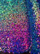 Multi-Color Spandex Sequins - Purple Iridescent - Sequins on 4 Way Stretch Mesh Fabric By Yard