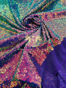 Mini Glitz Sequins 4 Way Stretch - Purple Iridescent - High Quality Mini Sequins on Mesh By Yard