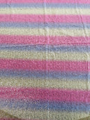 Mini Glitz Sequins - Pastel Rainbow Straight Diagonal Lines - High Quality Mini Sequins on Mesh By Yard