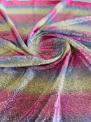 Mini Glitz Sequins - Pastel Rainbow Straight Diagonal Lines - High Quality Mini Sequins on Mesh By Yard