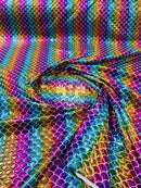 Mermaid Spandex Foil Fabric - Rainbow - Mermaid Design on Stretch Fabric By Yard