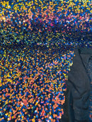 Multi-Color Spandex Sequins - Rainbow - Sequins on 4 Way Stretch Mesh Fabric By Yard
