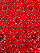Bandana Spandex Print Fabrics - Red - Bandana Design Stretch Spandex Fabric By Yard