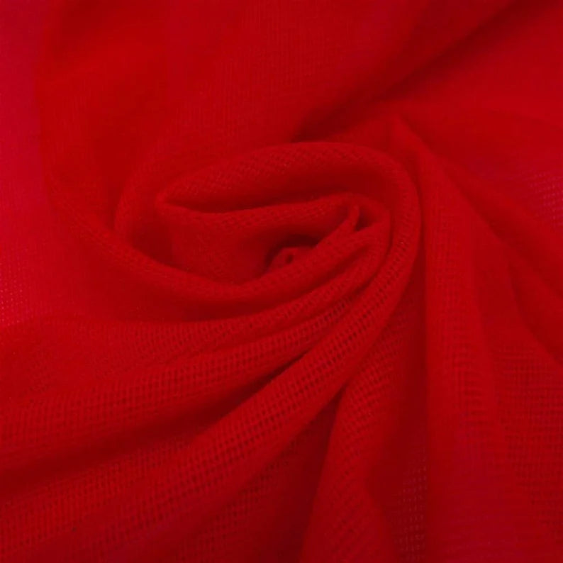 Power Mesh Fabric - Red - Nylon Lycra Spandex 4 Way Stretch Fabric 58"/60" By Yard