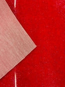 Metallic Glitter Vinyl Fabric - Red - Faux Leather Sparkle Glitter Fabric - 54" Sold By The Yard
