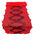 21" Wide Floral Metallic Pattern Lace Table Runner - Red - Metallic Table Runner Sold By Yard