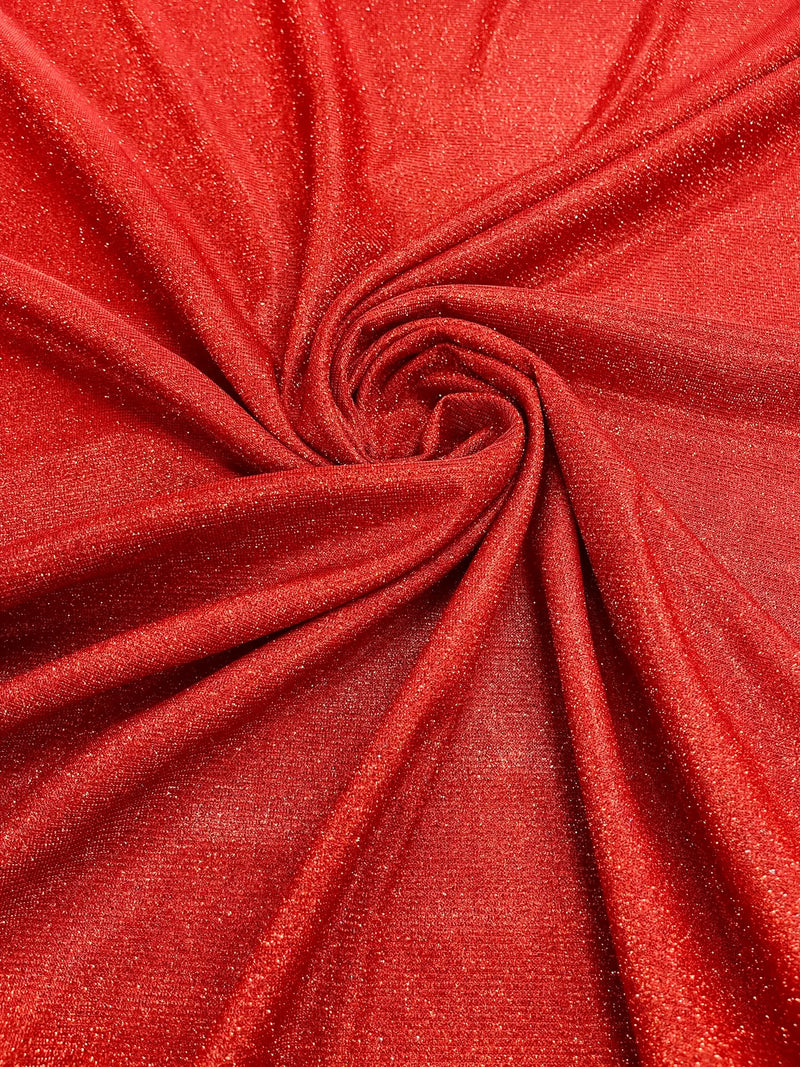 Shimmer Glitter Sparkle Fabric - Red - Luxury Sparkle Glitter Stretch Solid Fabric Sold By Yard