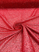 Beaded Lace 3D Fabric - Red - Handmade Heavy Embroidery Beaded Lace Fabric By Yard
