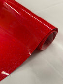 Metallic Glitter Vinyl Fabric - Red - Faux Leather Sparkle Glitter Fabric - 54" Sold By The Yard