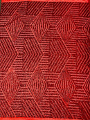 Geometric Line Design - Red - Geometric Design Line Sequins on Mesh Sold By Yard