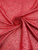 Beaded Lace 3D Fabric - Red - Handmade Heavy Embroidery Beaded Lace Fabric By Yard