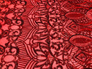 Iridescent Sequin Fabric - Red - 4 Way Stretch Royalty Lace Sequin By Yard