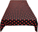 58" Polka Dot Tablecloth - Red on Black - Linen Polka Dot Rectangular Tablecloth (Pick Size)