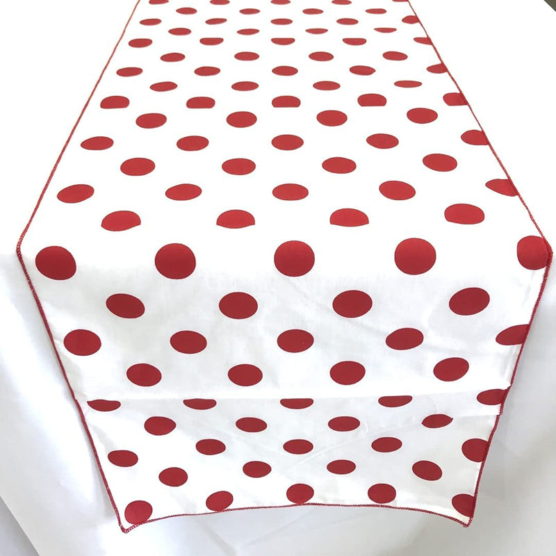 14" Polka Dot Table Runner - Red on White - Polka Dots Polyester Poplin Table Runners (Pick Size)