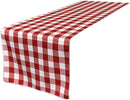 12" Checkered Table Runner - Red / White - Plaid Polyester Poplin Checkered Table Runner