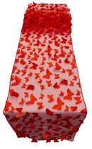 3D Butterfly Table Runner - Red - 12" x 90" 3D Butterfly Mesh Runner