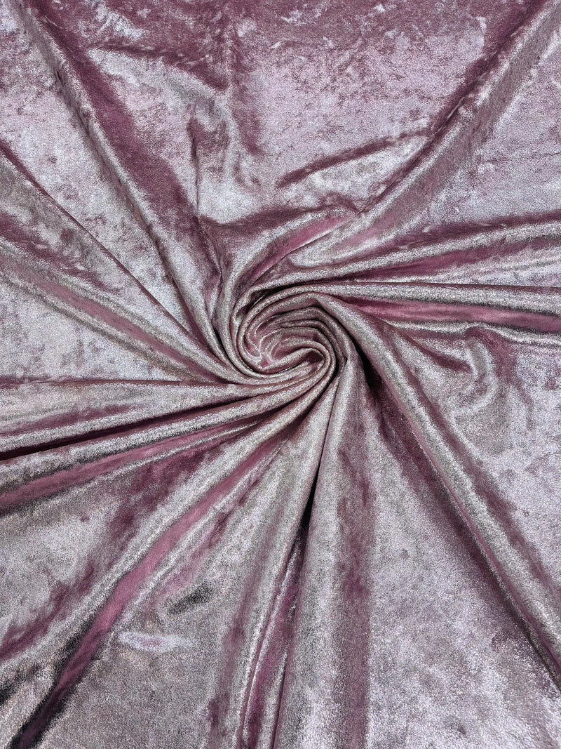 60'' Stretch Foil Velvet - Rose - 4 Way Stretch Shiny Velvet Foil Fabric Sold By The Yard