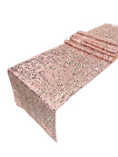 Taffeta Sequins Table Runner - Rose Gold - 12" x 90" Sequins on Taffeta Event Decor Table Runner