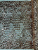Geometric Line Design - Rose Gold - Geometric Design Lime Sequins on Mesh Sold By Yard