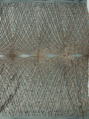Diamond Geometric Sequins - Rose Gold on Black - 2 Way Stretch Lace Geometric Fabric Sold By Yard